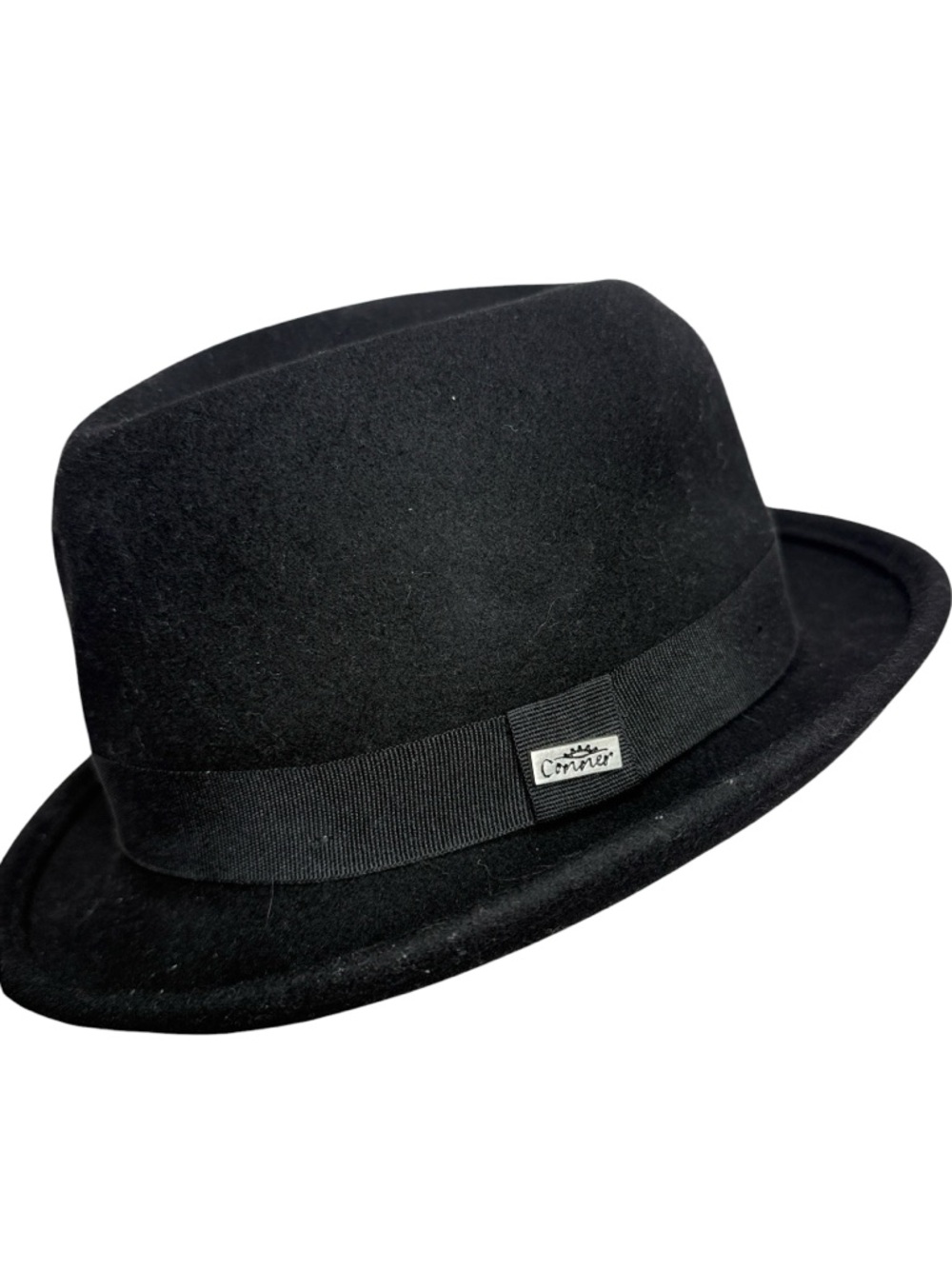 Conner Hats Wool Felt Waterproof Crushable Derby Bowler Hat in black Sz M